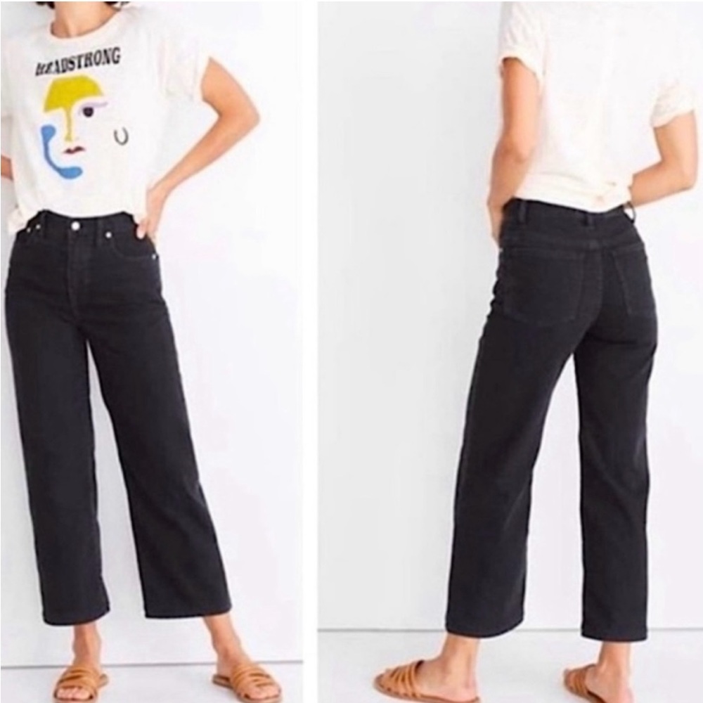 Madewell Black Slim Wide-Leg Crop Size 23 NWT